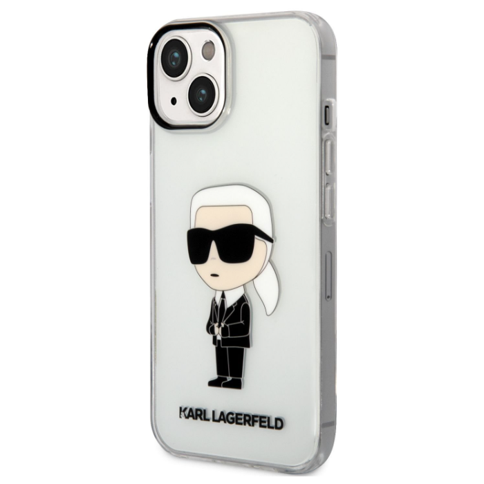 Plastové puzdro Karl Lagerfeld na Apple iPhone 14 Plus KLHCP14MHNIKTCT Translucent Ikonik NFT transparentné