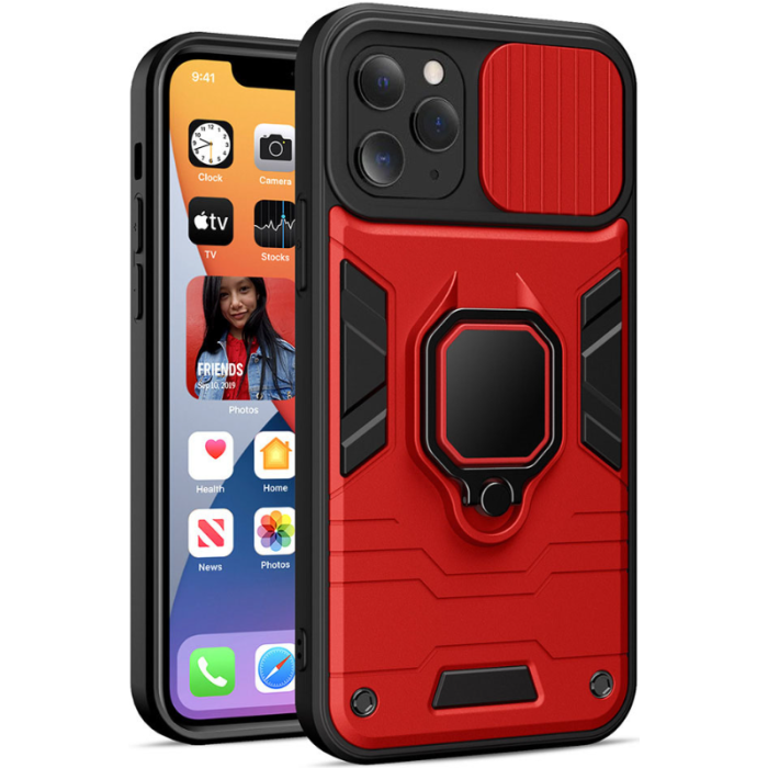 Odolné puzdro na Samsung Galaxy A33 5G A336 Camshield Ring Armor červené