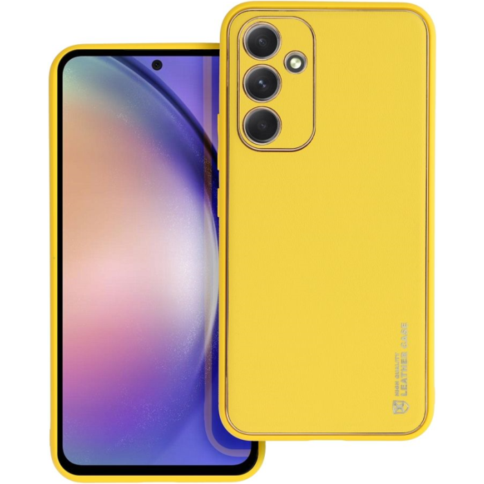 Plastové puzdro na Samsung Galaxy A14 5G A146 Leather žlté
