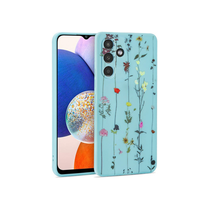 Silikónové puzdro na Samsung Galaxy A14 5G A146 Tech Protect Mood Garden modré