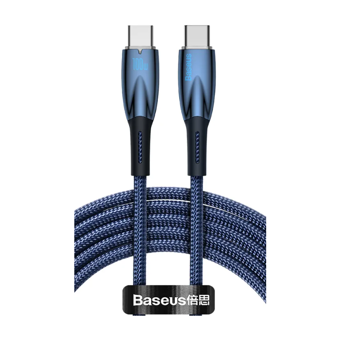 Kábel Baseus Glimmer Series CADH000803, USB-C na USB-C Power Delivery 100W, 2m, modrý