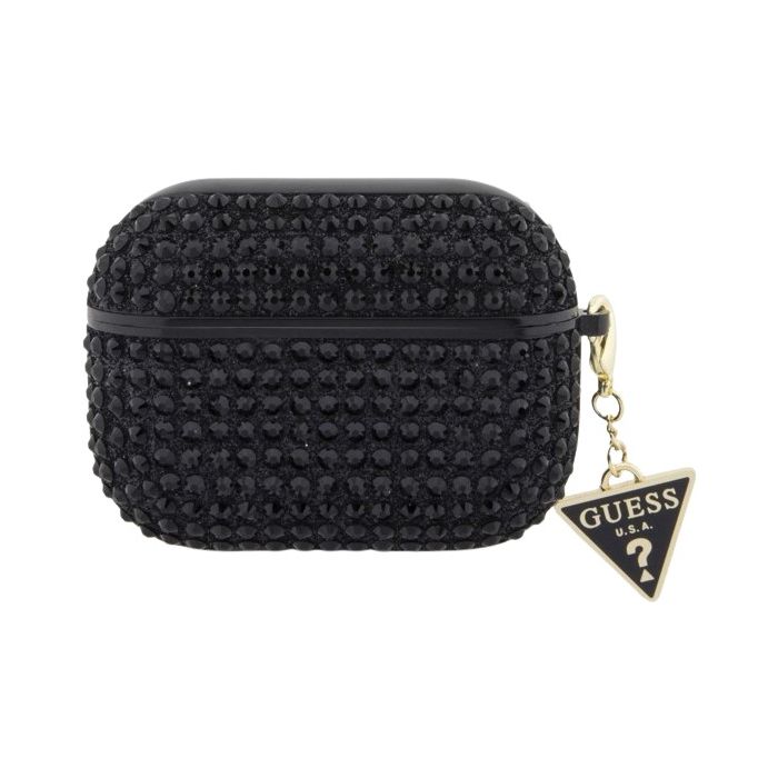 Obal Guess Rhinestones Triangle Metal Logo Apple AirPods Pro GUAPHDGTPK Black