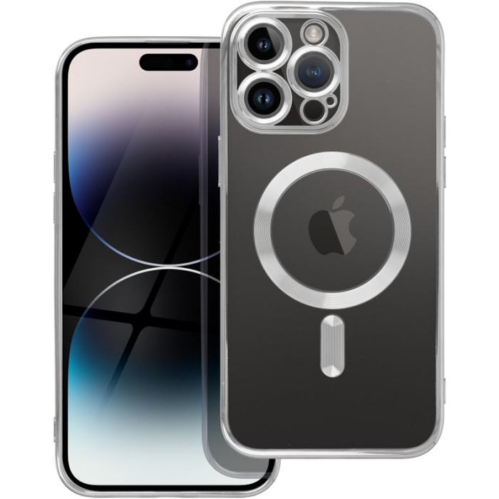 Silikónové puzdro na Apple iPhone 12 Pro Max Electro Mag strieborné