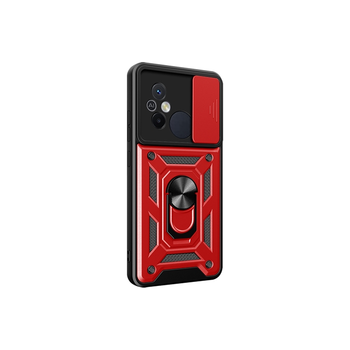 Odolné puzdro na Xiaomi Redmi 12C Camshield Ring Armor červené