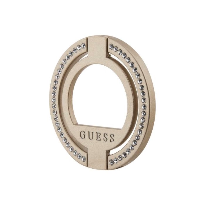Obal Guess Rhinestones MagSafe Ringstand GUMRSALDGD Gold