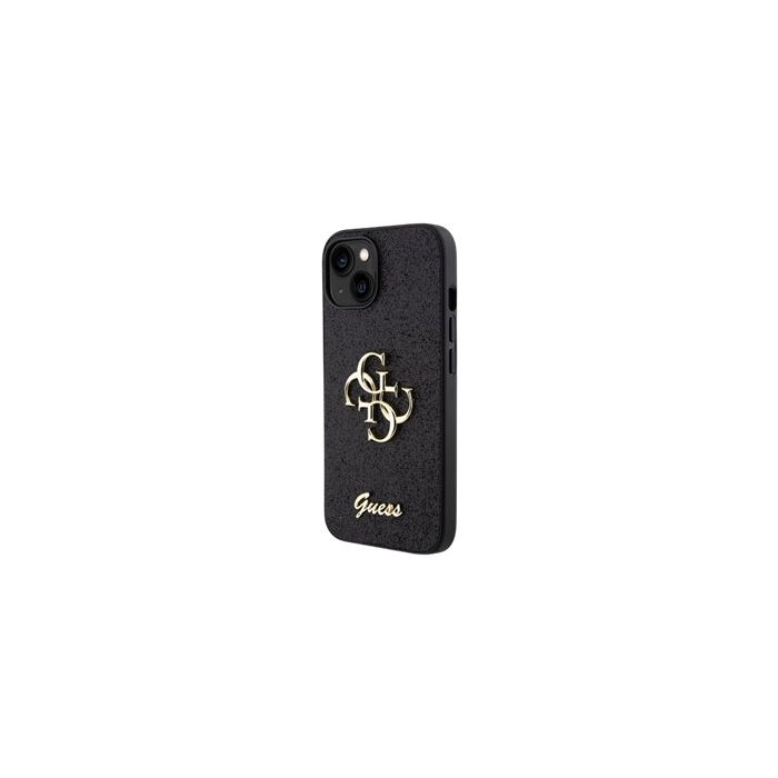 Obal Guess PU Fixed Glitter 4G Metal Logo Apple iPhone 15 GUHCP15SHG4SGK Black