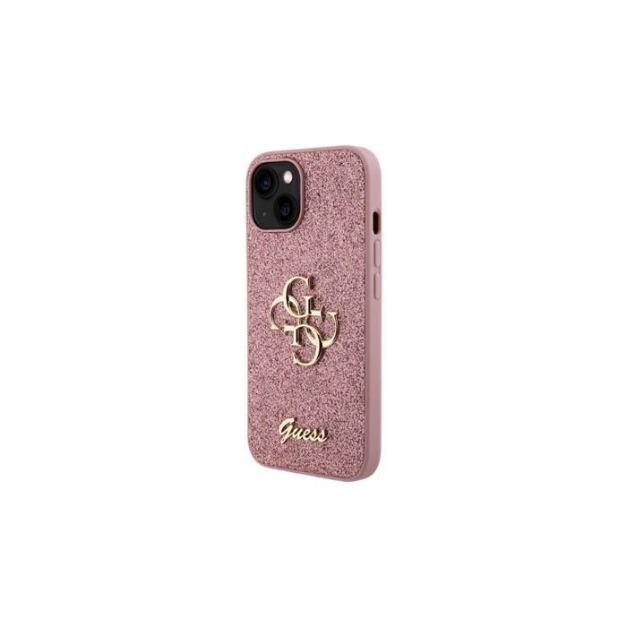 Obal Guess PU Fixed Glitter 4G Metal Logo Apple iPhone 15 GUHCP15SHG4SGP Pink