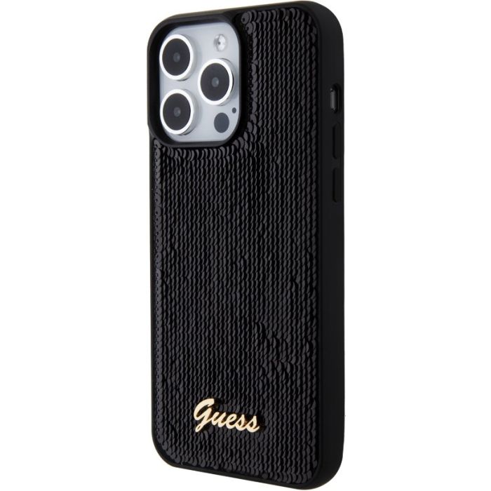 Obal Guess Sequin Script Logo Apple iPhone 15 Pro Max GUHCP15XPSFDGSK Black
