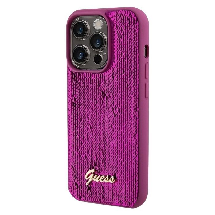 Obal Guess Sequin Script Logo Apple iPhone 14 Pro GUHCP14LPSFDGSF Magenta