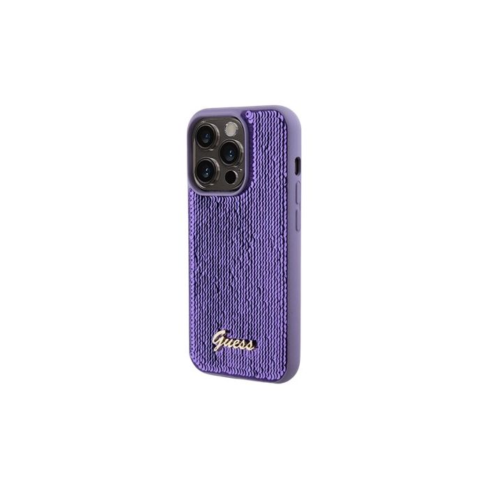 Obal Guess Sequin Script Logo Apple iPhone 14 Pro GUHCP14LPSFDGSU Purple