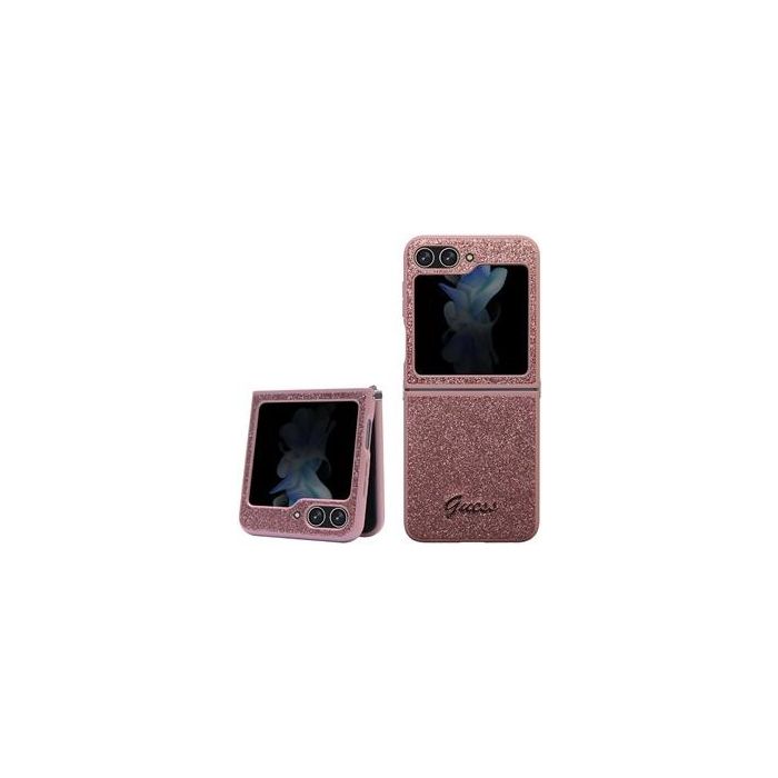 Obal Guess PC/TPU Glitter Flakes Metal Logo Samsung Galaxy Z Flip5 5G F731 GUHCZF5HGGSHP Pink