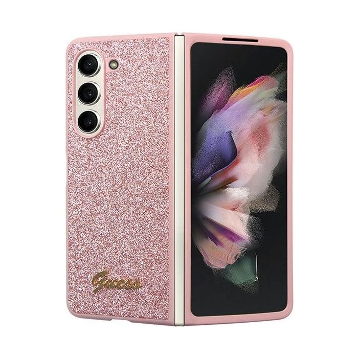 Obal Guess PC/TPU Glitter Flakes Metal Logo Samsung Galaxy Z Fold5 5G F946 GUHCZFD5HGGSHP Pink