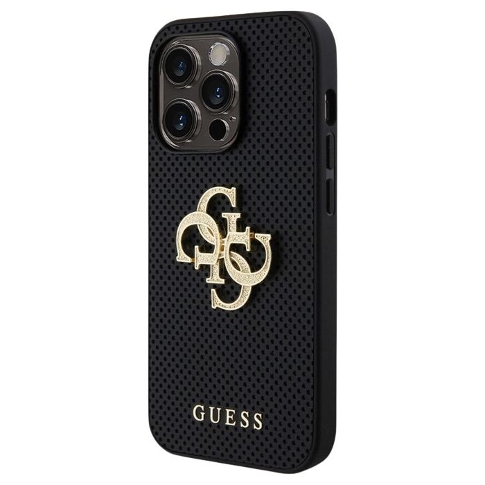 Obal Guess PU Perforated 4G Glitter Metal Logo Apple iPhone 14 Pro Max GUHCP14XPSP4LGK Black