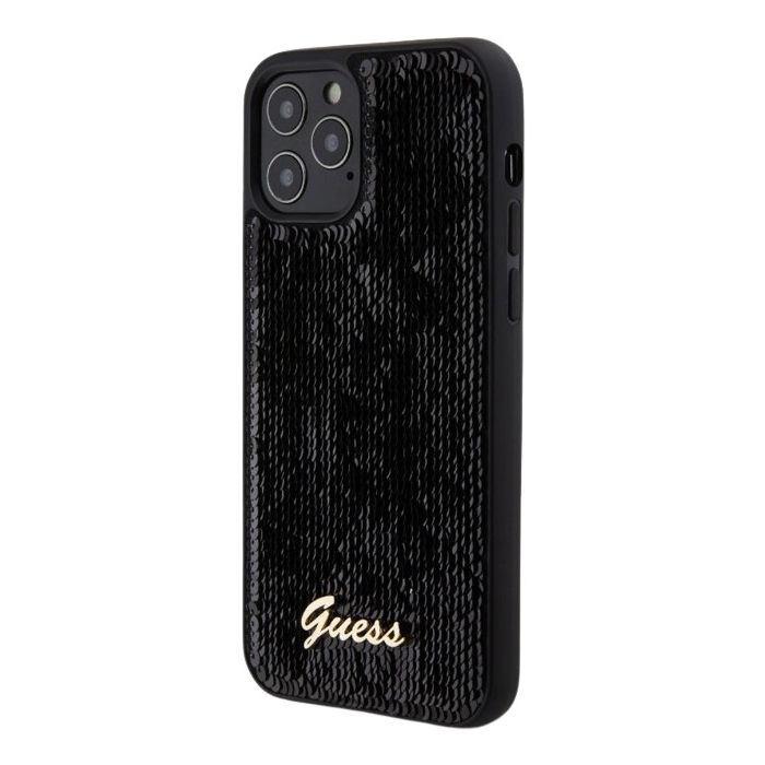 Obal Guess Sequin Script Logo Apple iPhone 12/12 Pro GUHCP12MPSFDGSK Black
