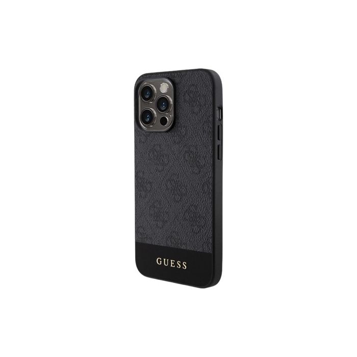 Obal Guess PU 4G Stripe MagSafe Apple iPhone 15 Pro GUHMP15LG4GLGR Black