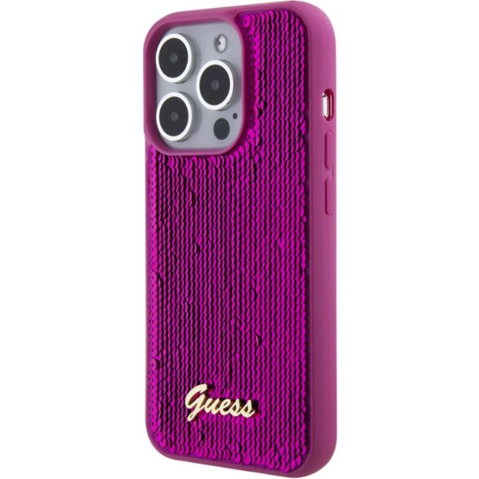 Obal Guess Sequin Script Logo Apple iPhone 15 Pro Max GUHCP15XPSFDGSF Magenta