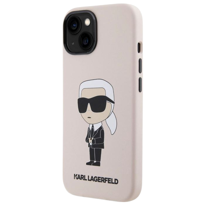 Silikónové puzdro Karl Lagerfeld na Apple iPhone 15 KLHCP15SSNIKBCP Liquid Silicone Ikonik NFT ružové