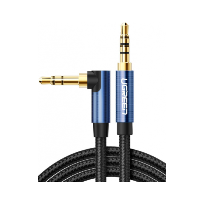 Kábel Ugreen AV112, Aux Jack 3.5mm, 2m, opletený, čierno-modrý