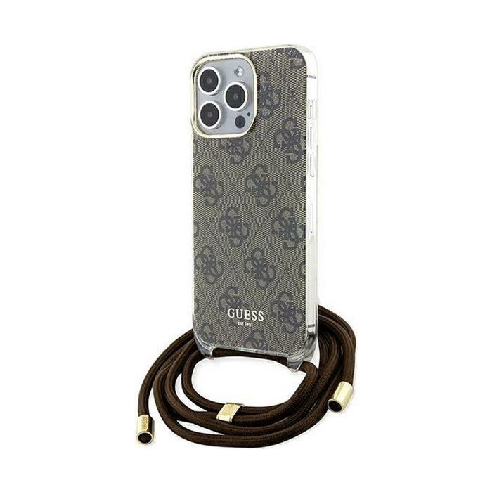 Obal Guess IML 4G Printed Crossbody Apple iPhone 15 Pro Max GUHCP15XHC4SEW Brown