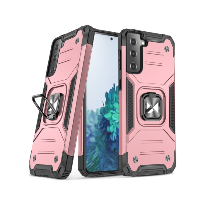 Odolné puzdro na Samsung Galaxy S22 5G S901 Ring Armor Rugged ružové