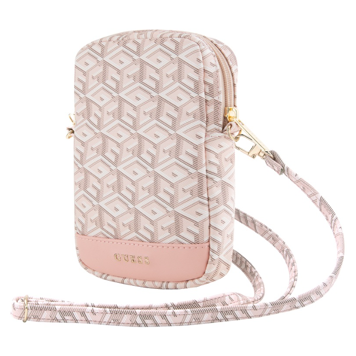 Univerzálne puzdro Guess na smartfón GUWBZPGCSPGP PU G Cube Walltet Phone Bag Zipper ružové