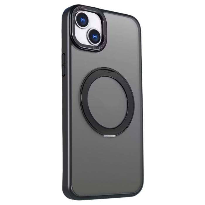 Plastové puzdro na Apple iPhone 15 Mag Ring Rotating čierne