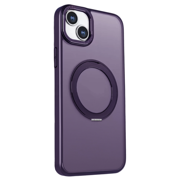 Plastové puzdro na Apple iPhone 13 Mag Ring Rotating fialové