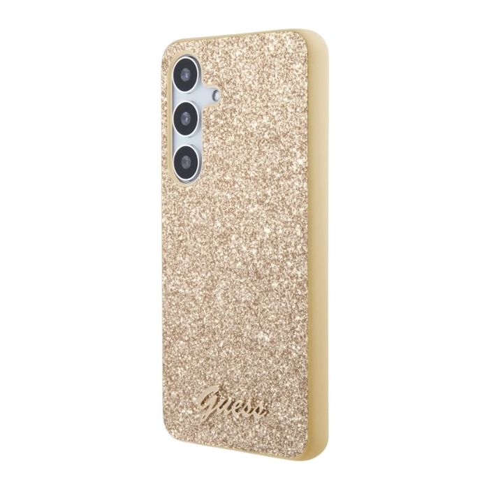 Obal Guess PC/TPU Glitter Flakes Metal Logo Samsung Galaxy S24 5G S921 GUHCS24SHGGSHD Gold