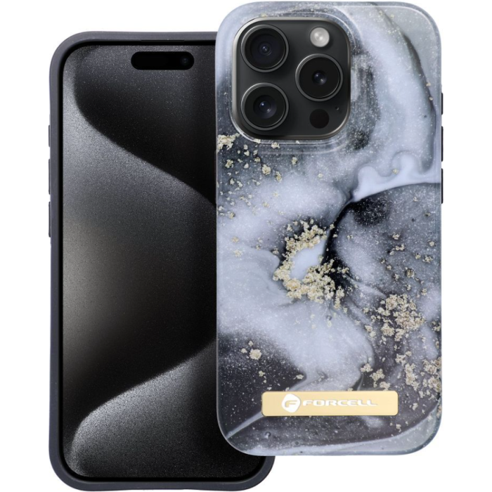 Plastové puzdro na Apple iPhone 15 Plus Forcell F-Protect Mirage MagSafe marble mist