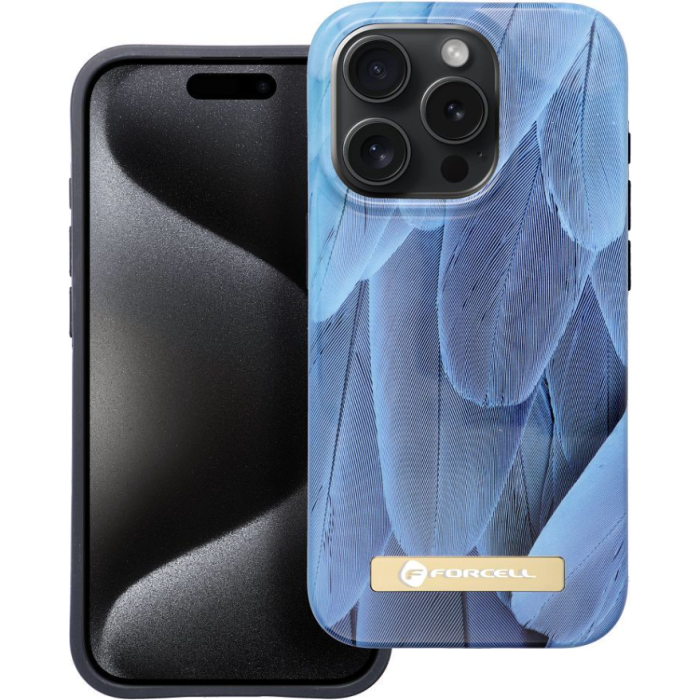 Plastové puzdro na Apple iPhone 15 Pro Forcell F-Protect Mirage MagSafe blue bird