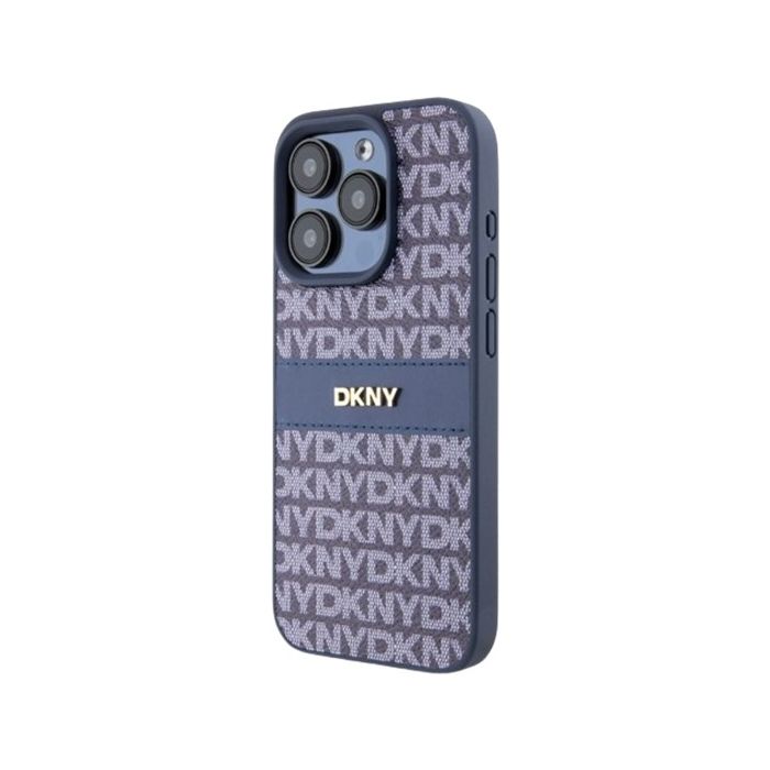 DKNY PU Leather Repeat Pattern Tonal Stripe Apple iPhone 15 Pro DKHCP15LPRTHSLB Blue