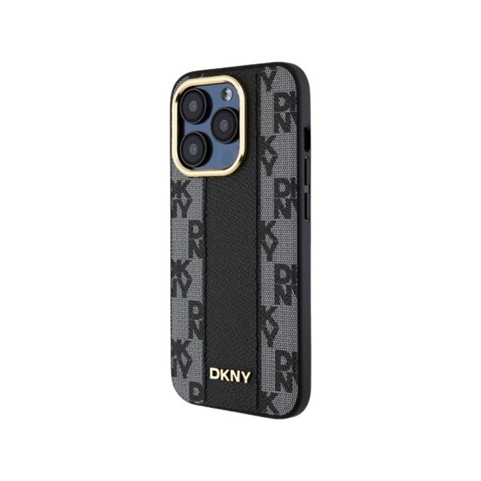 Obal DKNY PU Leather Checkered Pattern Magsafe Apple iPhone 15 Pro DKHMP15LPCPVSLK Black