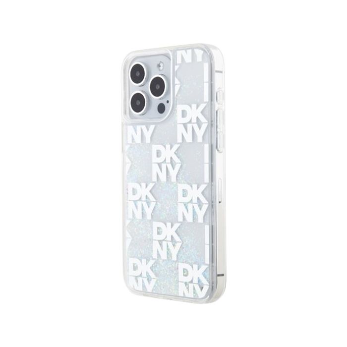 DKNY Liquid Glitter Checkered Pattern Apple iPhone 15 Pro Max DKHCP15XLCPEPT Transparent