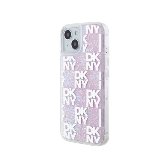 DKNY Liquid Glitter Checkered Pattern Apple iPhone 15 DKHCP15SLCPEPP Pink
