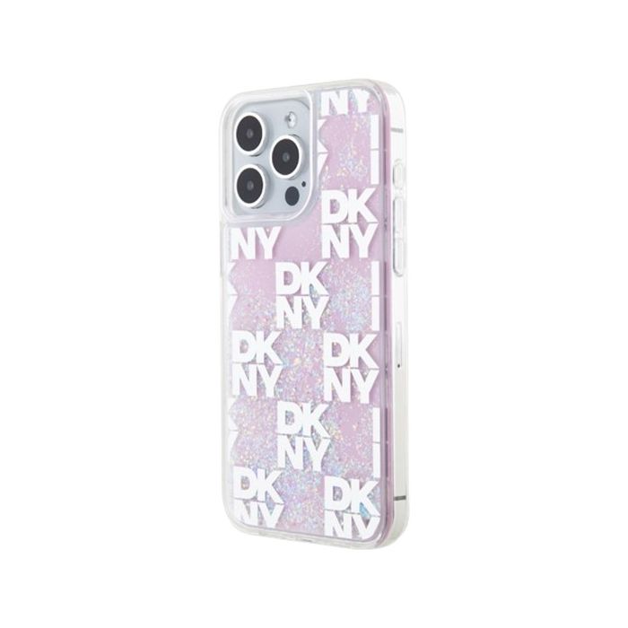 DKNY Liquid Glitter Checkered Pattern Apple iPhone 15 Pro Max DKHCP15XLCPEPP Pink
