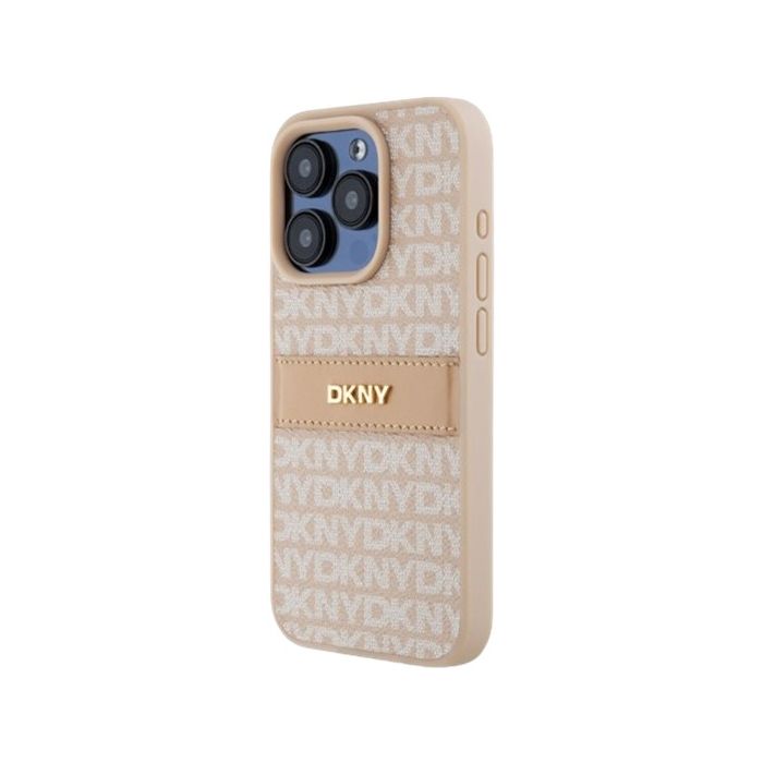 DKNY PU Leather Repeat Pattern Tonal Stripe Apple iPhone 15 Pro Max DKHCP15XPRTHSLP Pink