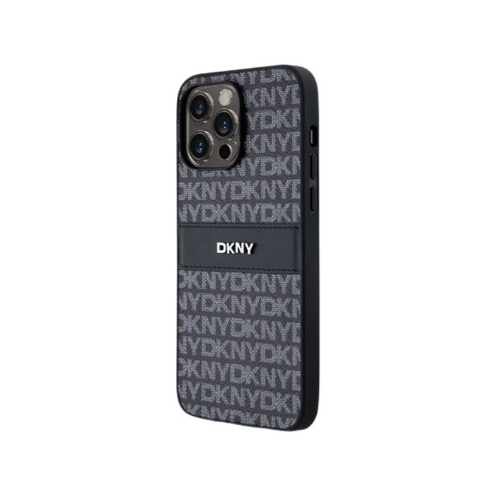 DKNY PU Leather Repeat Pattern Tonal Stripe Apple iPhone 14 Pro DKHCP14LPRTHSLK Black