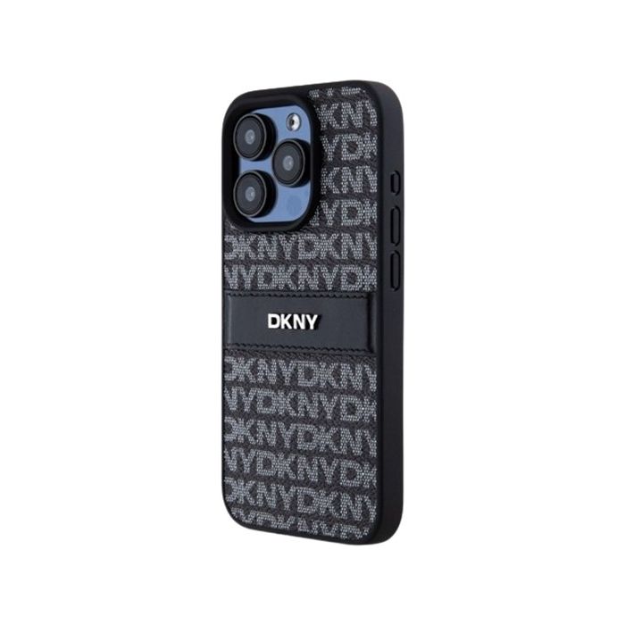 DKNY PU Leather Repeat Pattern Tonal Stripe Apple iPhone 14 Pro Max DKHCP14XPRTHSLK Black