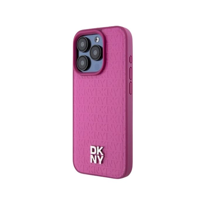 DKNY PU Leather Repeat Pattern Stack Logo Magsafe Apple iPhone 15 Pro Max DKHMP15XPSHRPSP Pink