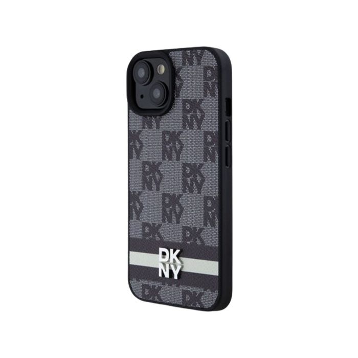 DKNY PU Leather Checkered Pattern and Stripe Apple iPhone 14 DKHCP14SPCPTSSK Black
