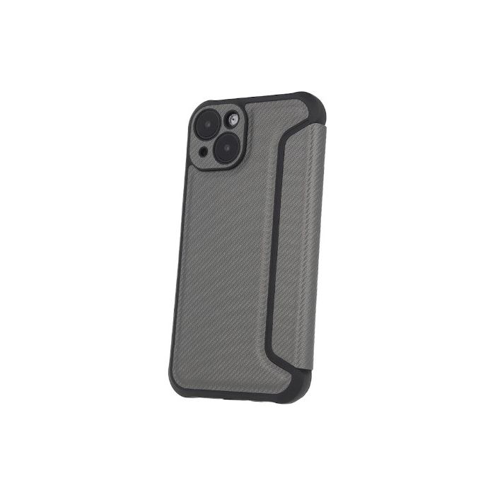 Diárové puzdro na Apple iPhone 15 Smart Carbon strieborné