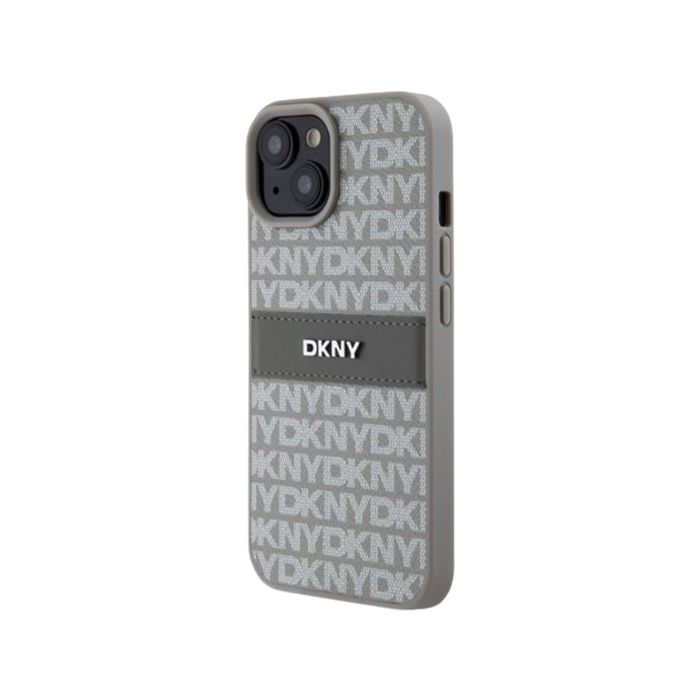 DKNY PU Leather Repeat Pattern Tonal Stripe Apple iPhone 15 DKHCP15SPRTHSLE Beige