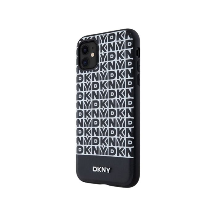 DKNY PU Leather Repeat Pattern Bottom Stripe MagSafe Apple iPhone 11 DKHMN61PSOSPK Black