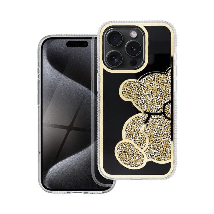 Obal TEDDY BEAR Case Apple iPhone 15 Pro gold