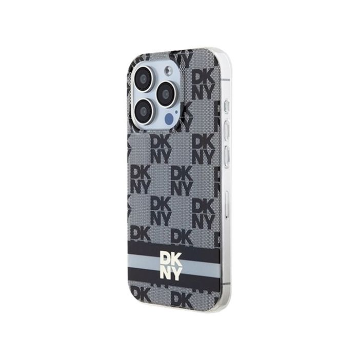 DKNY  PC/TPU Checkered Pattern W Printed Stripes MagSafe Apple Phone 15 Plus DKHMP15MHCPTSK Black