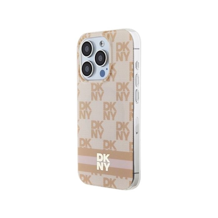 DKNY  PC/TPU Checkered Pattern W Printed Stripes MagSafe Apple Phone 15 Pro Max DKHMP15XHCPTSE Pink