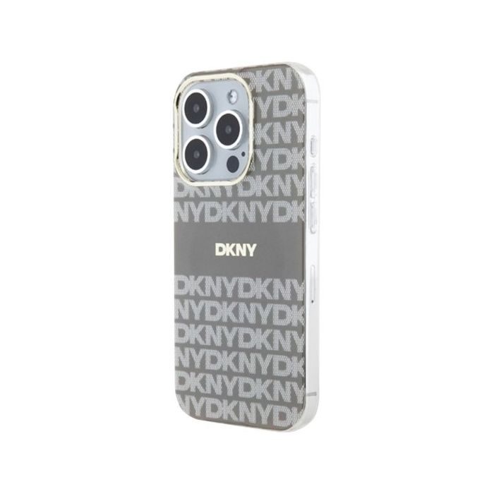 DKNY PC/TPU Repeat Texture Pattern W Stripe MagSafe Apple iPhone 15 DKHMP15SHRHSEE Beige