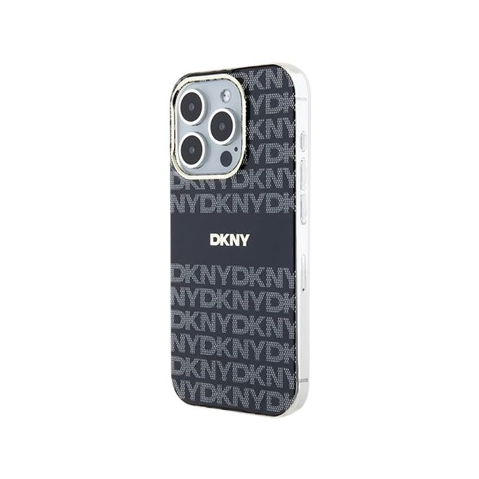 DKNY PC/TPU Repeat Texture Pattern W Stripe MagSafe Apple iPhone 15 DKHMP15SHRHSEK Black