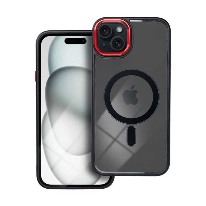 Obal COLOR EDGE MAG COVER MagSafe Apple iPhone 16 black red
