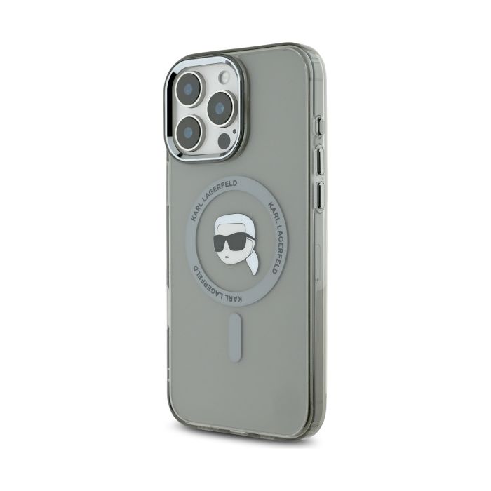 Karl Lagerfeld case for iPhone 16 Pro 6,3 KLHMP16LHLSKIK black Hard IML Metal Karl Head MagSafe